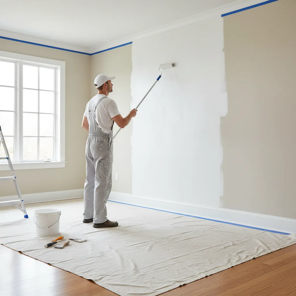 Binnenschilderwerk in een woonkamer