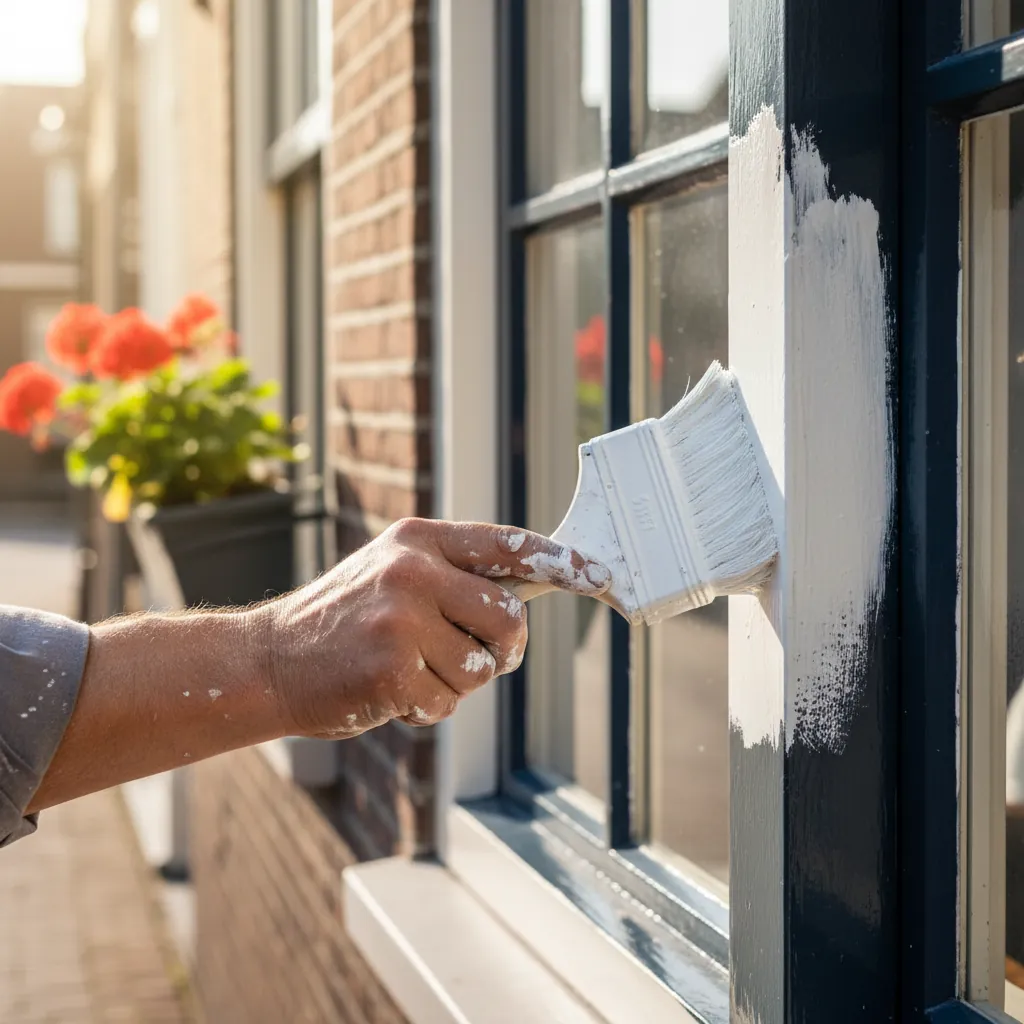 Buitenschilderwerk aan kozijn